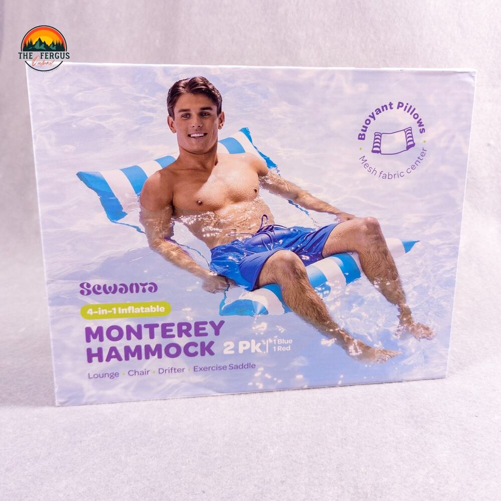 Sewanta 4-in-1 Inflatable Pool Hammock Float 2 Pack Red Blue Monterey